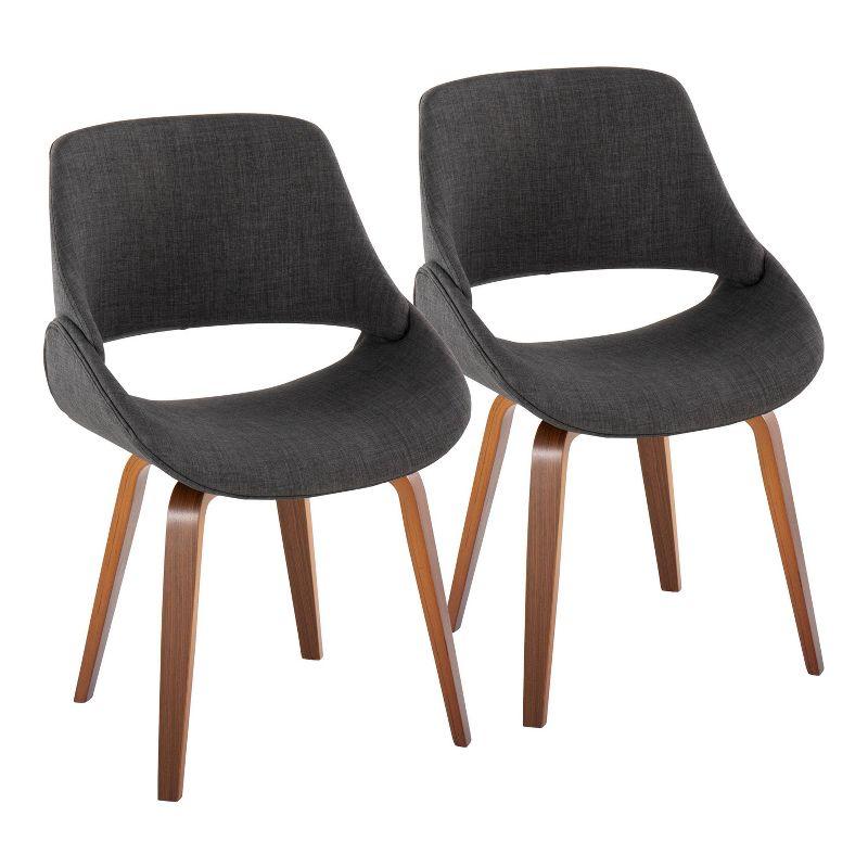 Set of 2 Fabrico Dining Chairs Walnut/Charcoal: LumiSource, Modern Kitchen Seating, Contoured Back