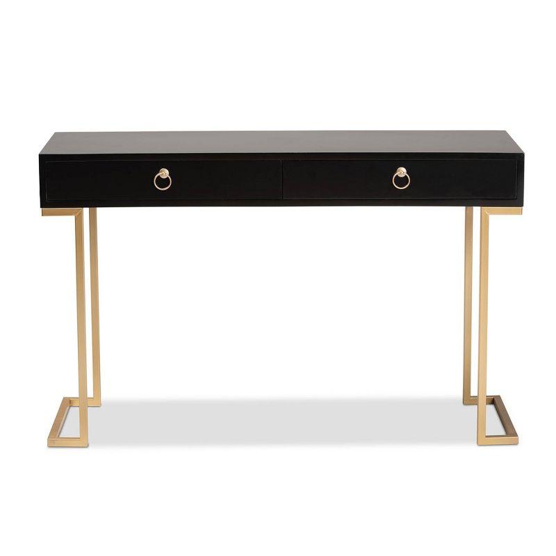 Beagan Wood and Metal 2 Drawer Console Table Black/Gold - Baxton Studio