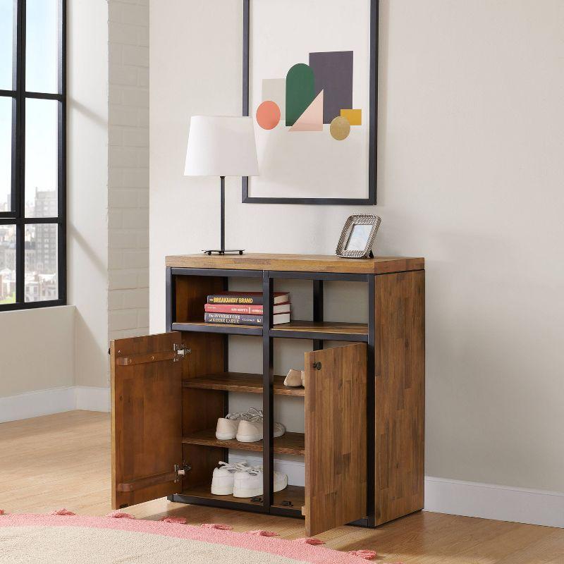 Alaterre Lloyd 31" Wide Rustic Industrial Metal Frame Shoe Storage Cabinet