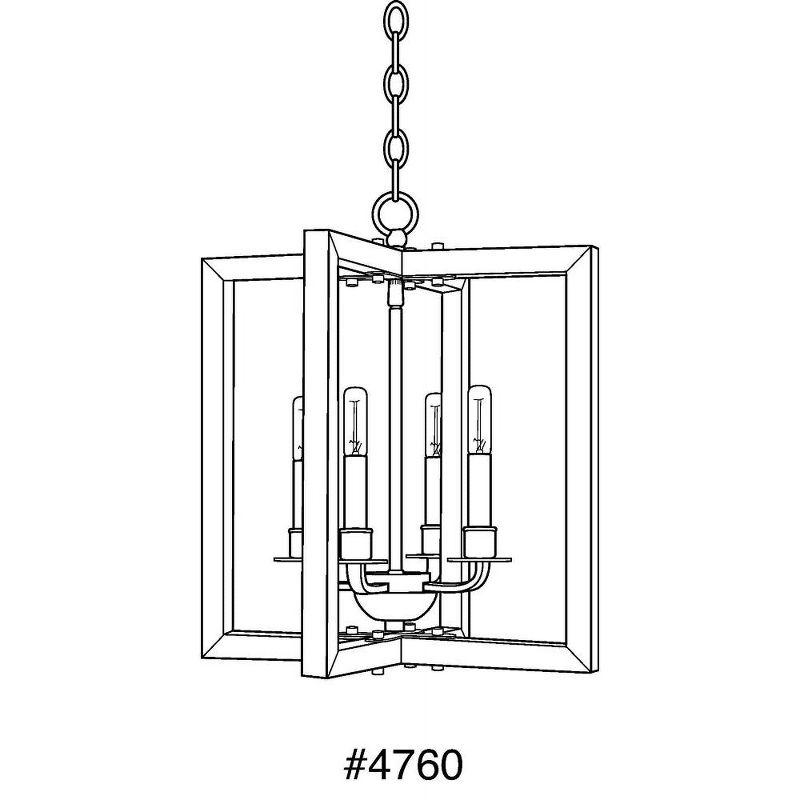 Progress Lighting Turnbury 4-Light Pendant, Galvanized, Nautical Coastal, Wood Frame, Hand-Painted Metal