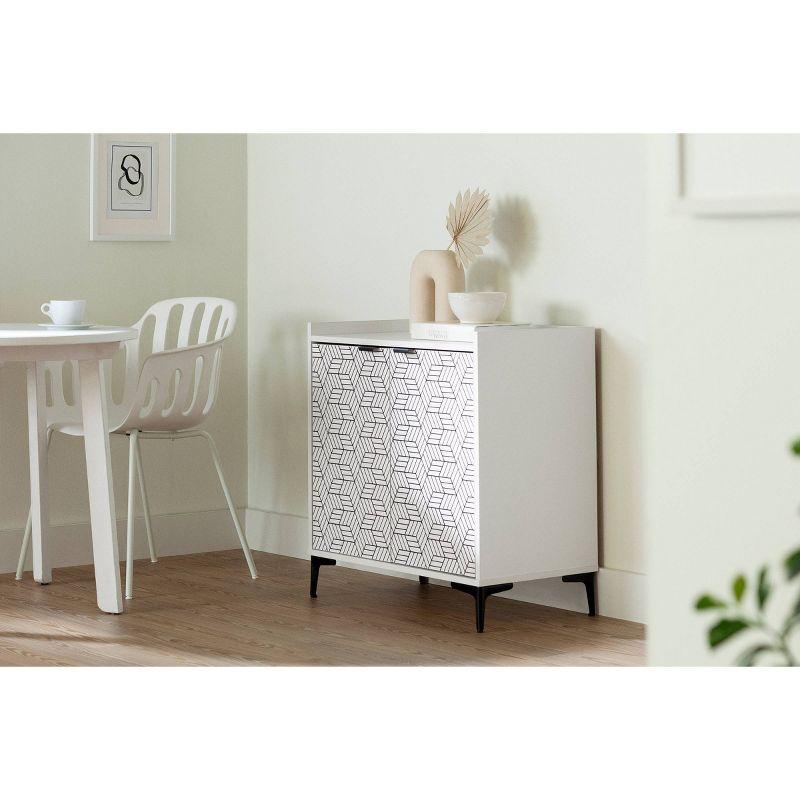 White and Black 32" Adjustable Shelving Storage Cabinet