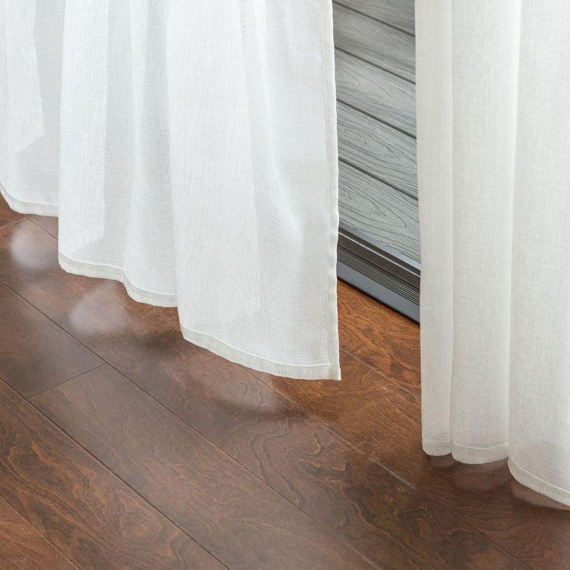 Chanasya 2pk Faux Belgian Flax Semi Sheer Window Curtain Panels - Set of 2 - 52 x 63 Inches Long - White