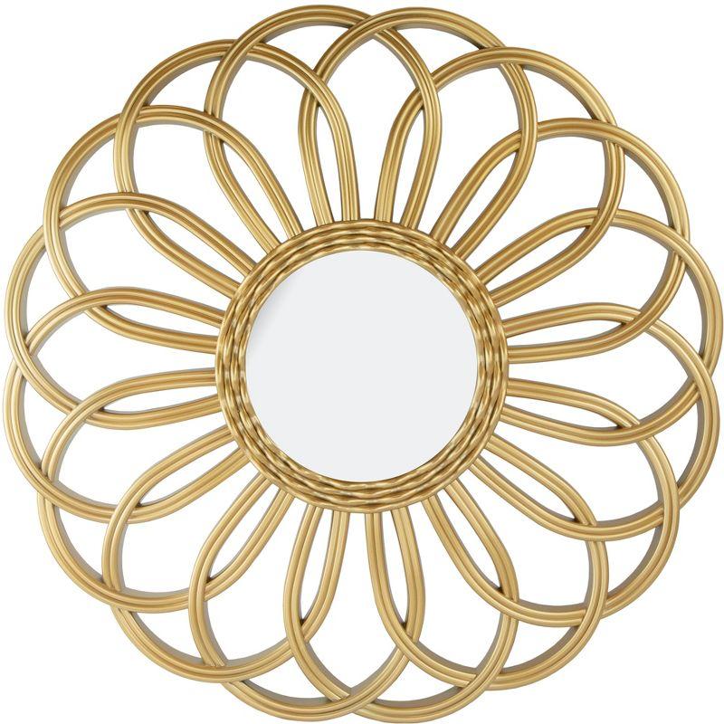 Bohemian Rattan Sunflower 30" Round Wall Mirror