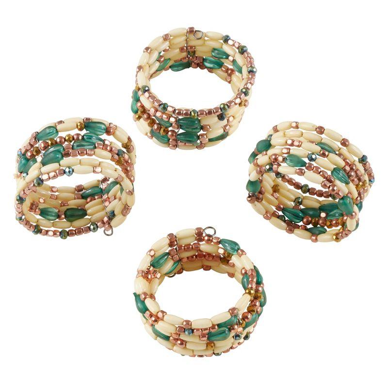 Saro Lifestyle Beaded Napkin Ring, Multi (Set of 4)