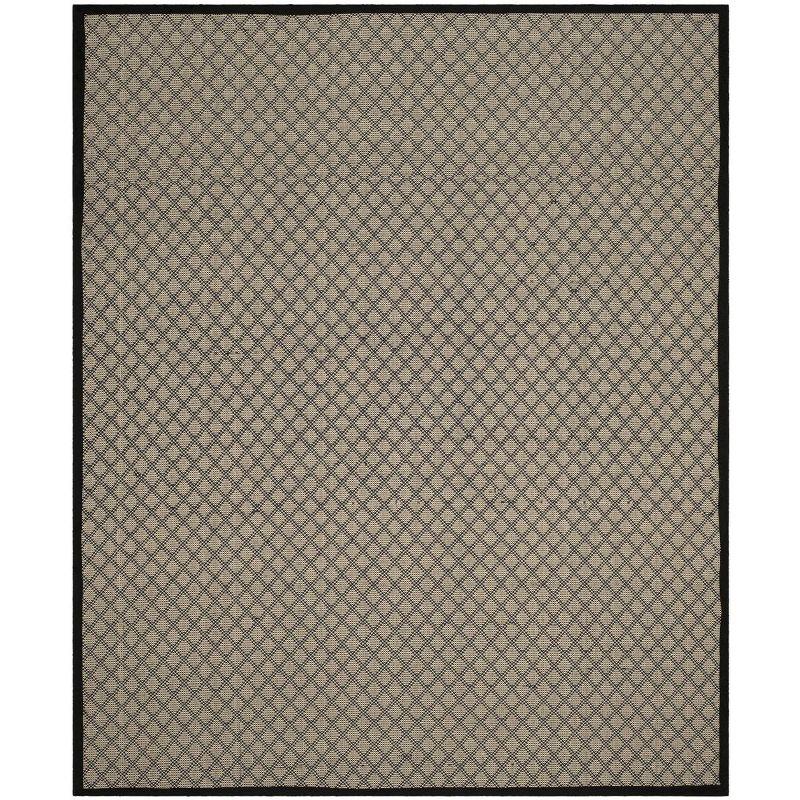 Ivory and Black Hand-knotted Floral Synthetic Area Rug, 8' x 10'