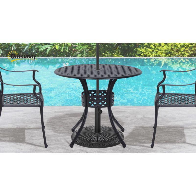 Classic 33" Black Cast Aluminum Round Bistro Table with Umbrella Hole