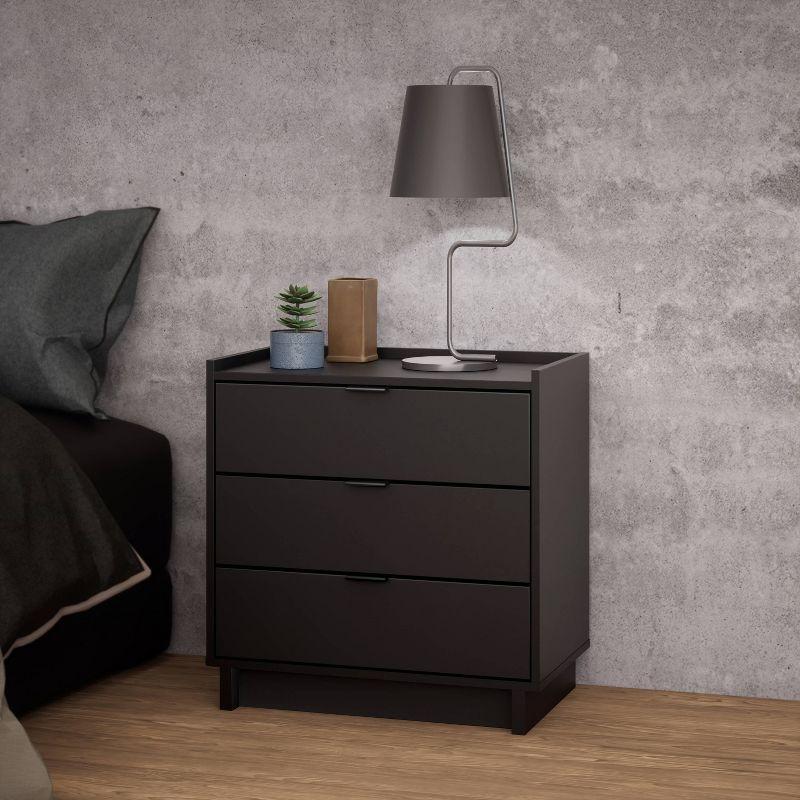 Prepac 26.5" Wide Simply Modern 3 Drawer Nightstand Black