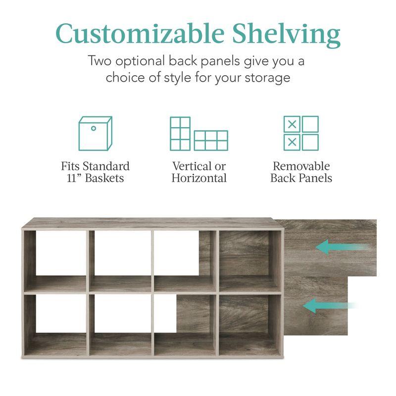 Best Choice Products 8-Cube Bookshelf, 11in Display Storage System, Organizer w/ Removable Back Panels - Greige
