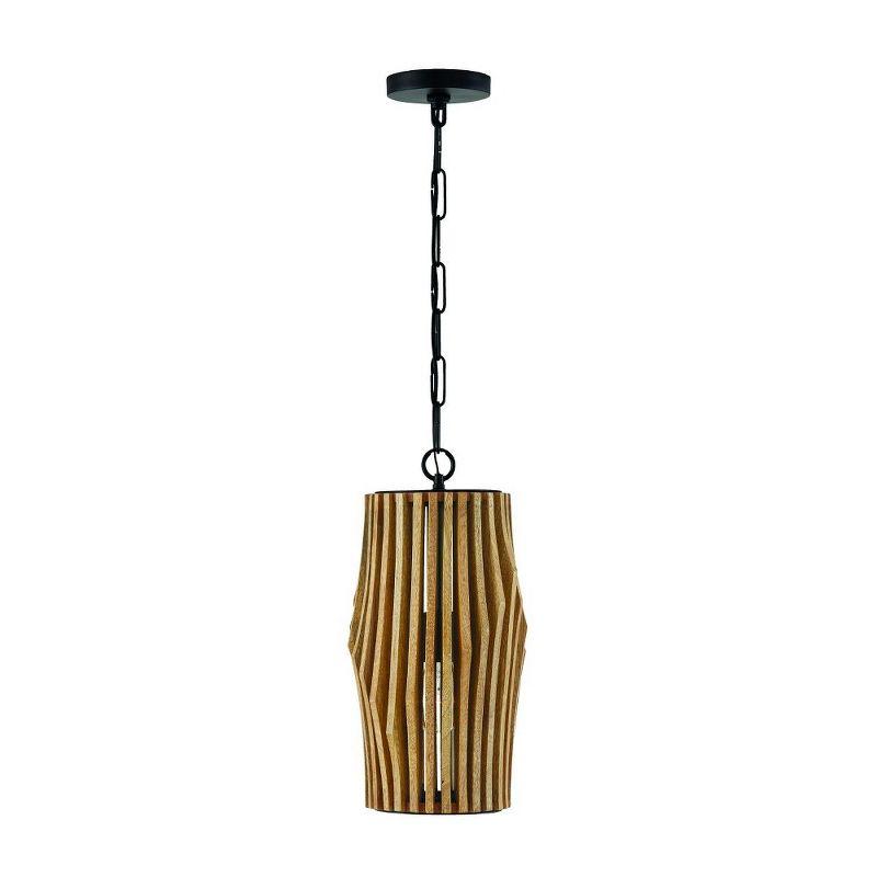 Archer Light Wood and Matte Black Pendant Light