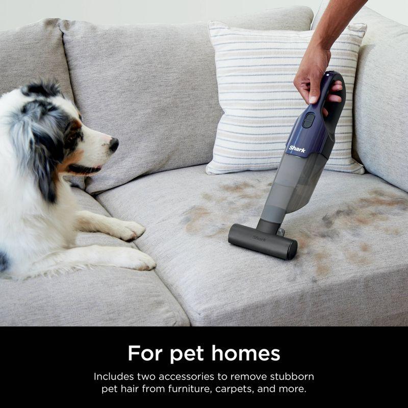 Shark Cyclone PET Handheld Vacuum with PetExtract Hair, 8" Crevice Tool, HyperVelocity Suction, Navy Blue/Grey
