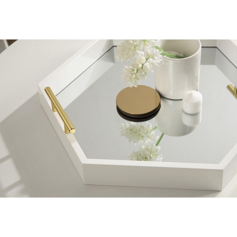 Kate and Laurel Lipton Tray, 18x18, White and Mirror