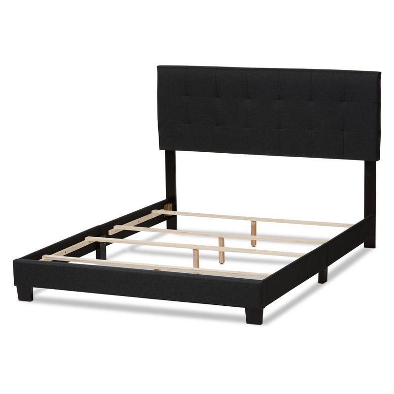 Full Brookfield Modern Fabric Bed with Grid-Tufting Design - Baxton Studio: Rubberwood & MDF, Requires Box Spring