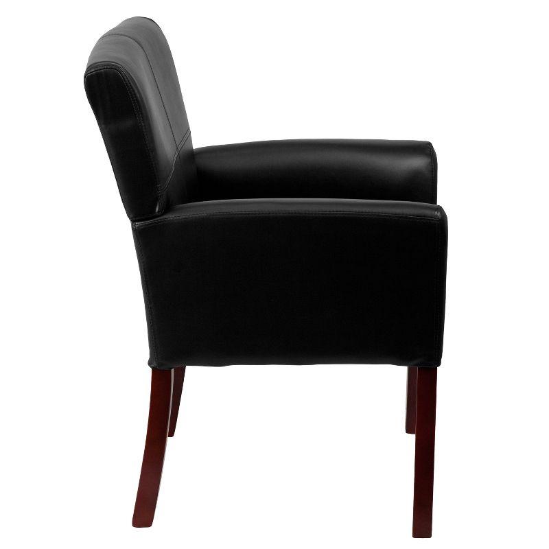 Emma and Oliver Leather Executive Side Reception Chair with Mahogany Legs