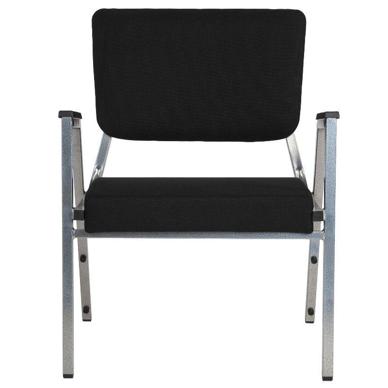 Elegant Stacking Black Fabric & Silver Metal Reception Arm Chair