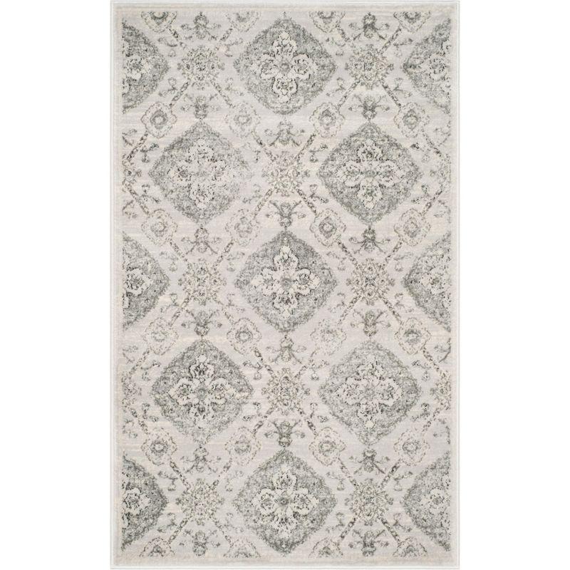 Gray Rectangular Stain-Resistant Synthetic Area Rug, 3' x 5'