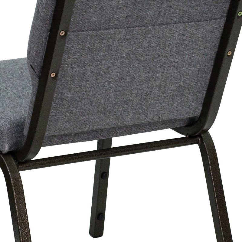 Emma and Oliver 18.5"W Stacking Church Chair in Gray Fabric - Gold Vein Frame