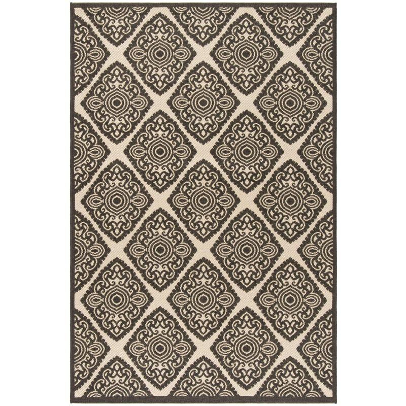 Linden LND132 Power Loomed Area Rug - Creme/Brown - 4'x6' - Safavieh