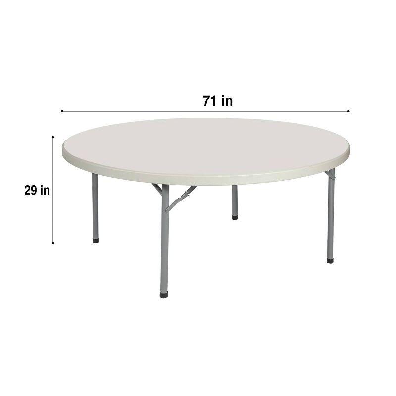 Hampden Furnishings 71" Baldwin Collection Round Folding Table Gray: Stain-Resistant, Seats 12, No Assembly Required