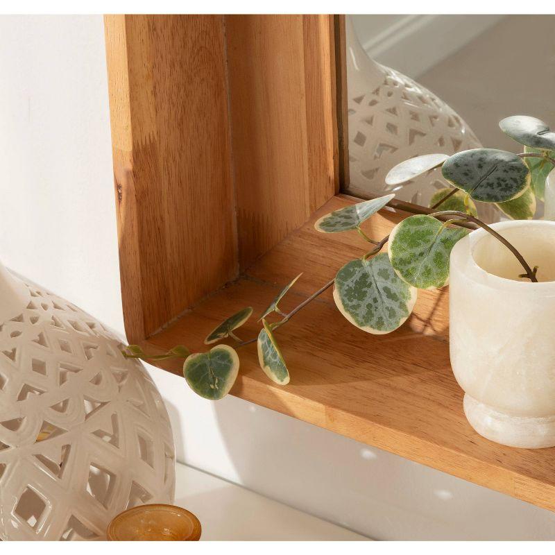 Kate & Laurel All Things Decor 24" x 36" Basking Decorative Wall Mirror with Shelf Natural: Scandinavian Design, No Assembly Required