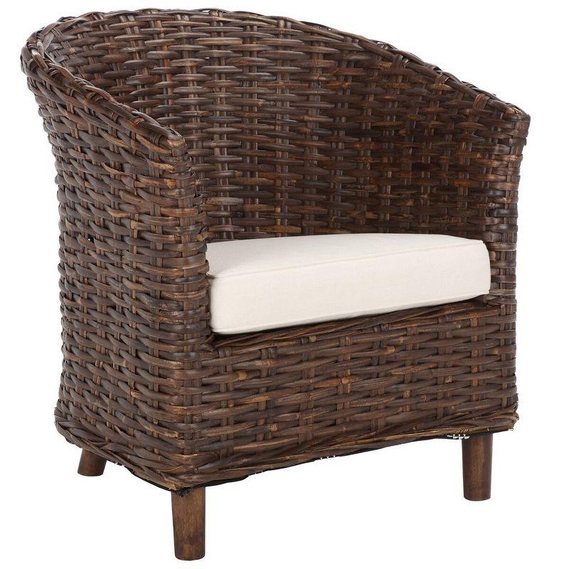 Omni Barrel Chair - FOX6501 - White/Brown - Safavieh