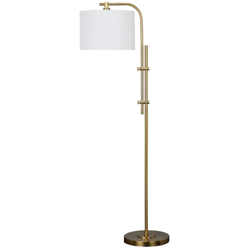 Baronvale Adjustable 60" Brass Finish Floor Lamp with White Shade