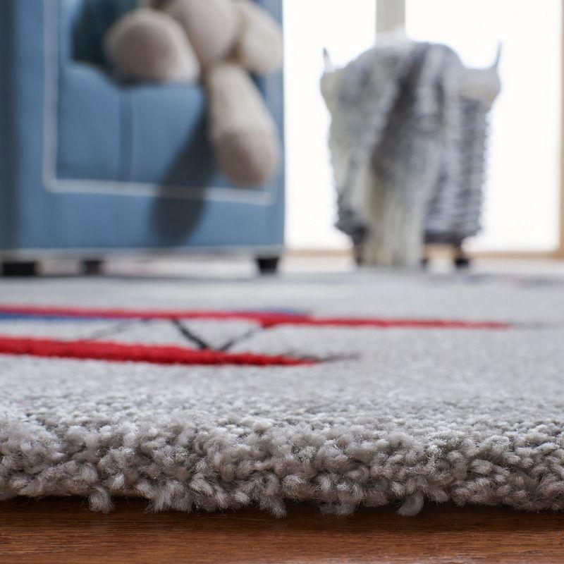 Carousel Kids  CRK137 Loomed Indoor Area Rug - Light Grey/Red - 5'3"x5'3" Round - Safavieh