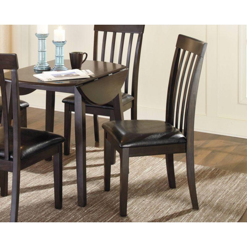 Transitional Dark Brown Leather Upholstered Side Chair with Wood Slat