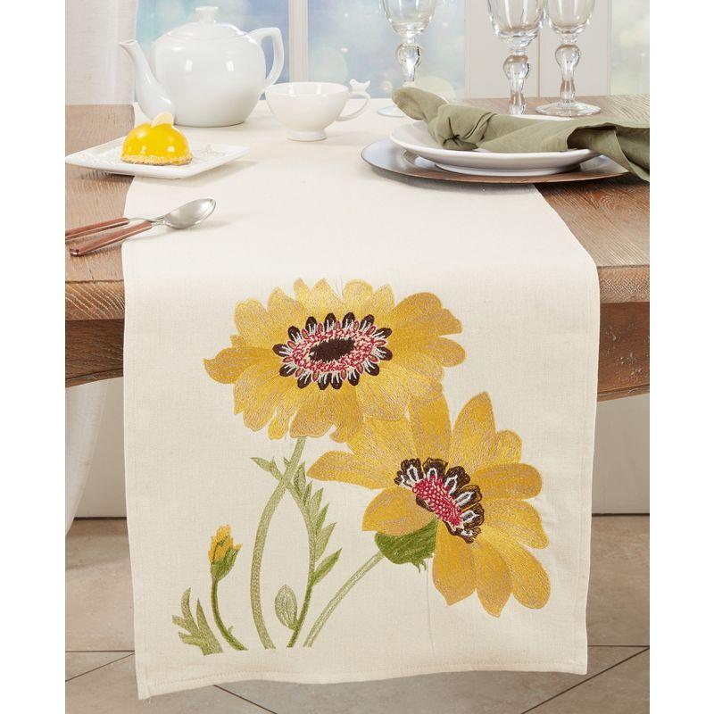 Saro Lifestyle Springtime Charm Embroidered Flowers Table Runner