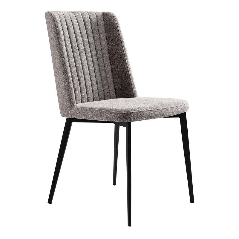 Set of 2 Gray Upholstered Metal Dining Chairs