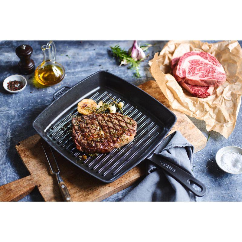 Staub ® 12" Matte Black Enameled Cast Iron Square Grill Pan