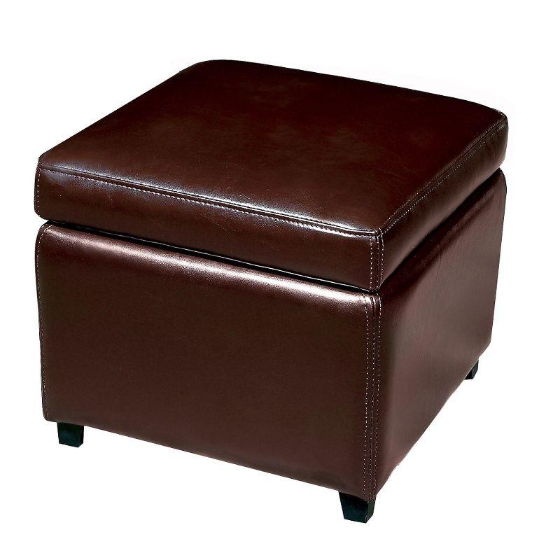 Baxton Studio Dark Brown Faux Leather Storage Cube Ottoman