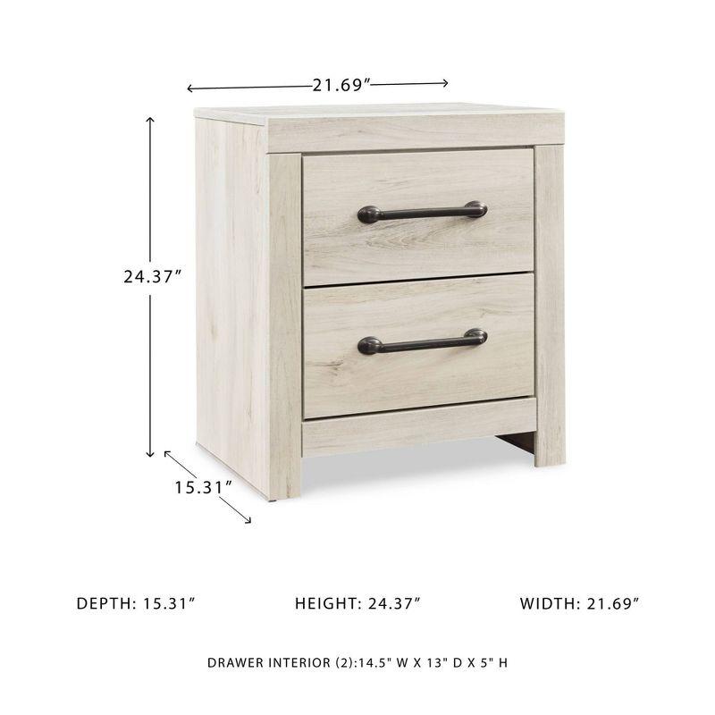 Cambeck Nightstand White - Signature Design by Ashley: Industrial Style Bedside Table with USB Ports & Storage