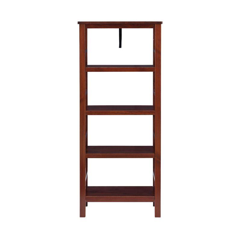 54.45" Titian Transitional Solid Wood Display and Storage Bookshelf Brown - Linon: Mid-Century Modern, 4 Fixed Shelves