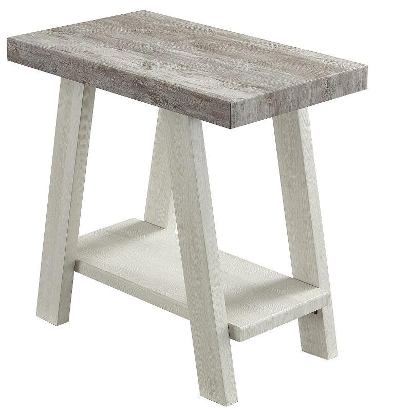 Roundhill Furniture Athens Contemporary Two-Tone Wood Shelf Side Table in Weathered Gray and Beige