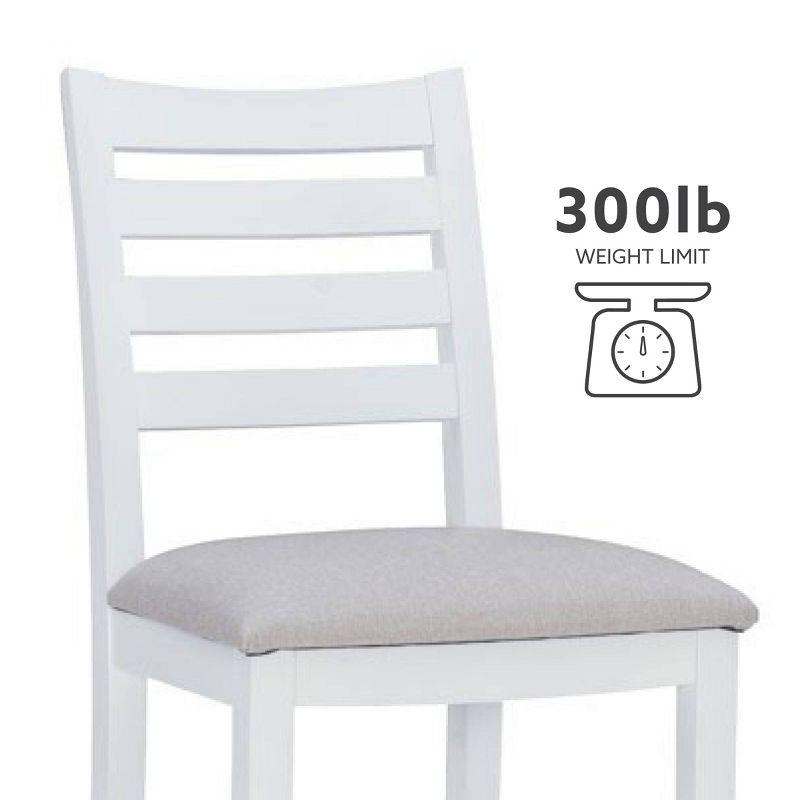 Set of 2 Flynn Ladder Back Counter Height Barstools Upholstered White - Linon: No Assembly, Solid Beechwood