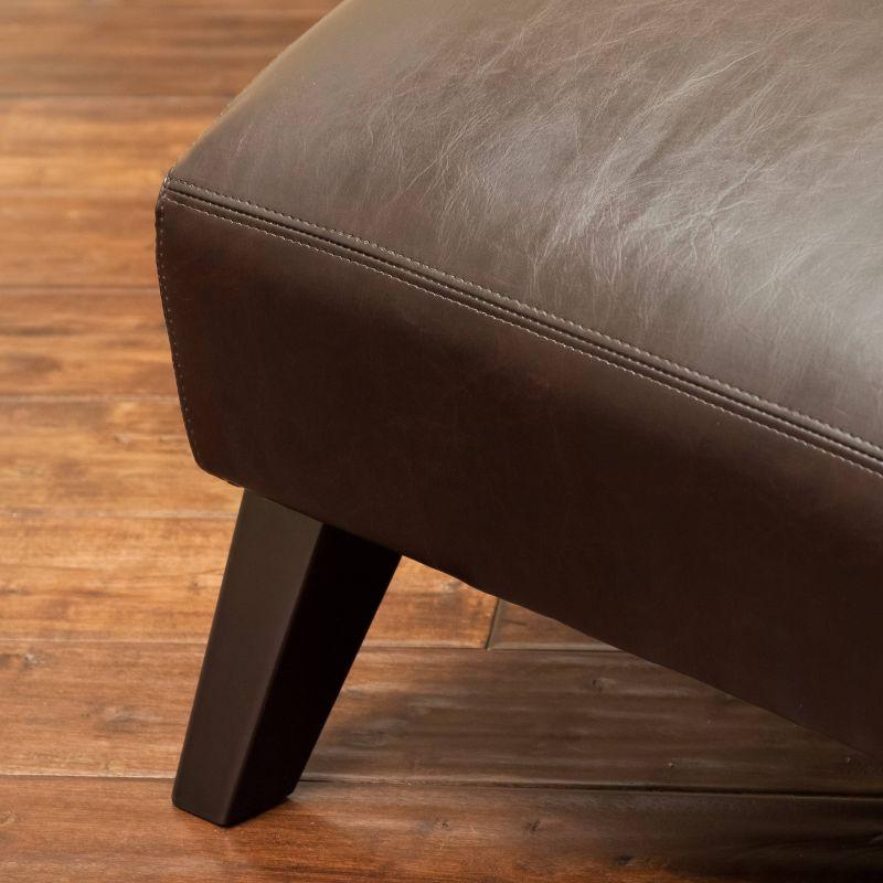 Finlay Leather Chaise Lounge Brown - Christopher Knight Home: Curved Comfort for Living Room