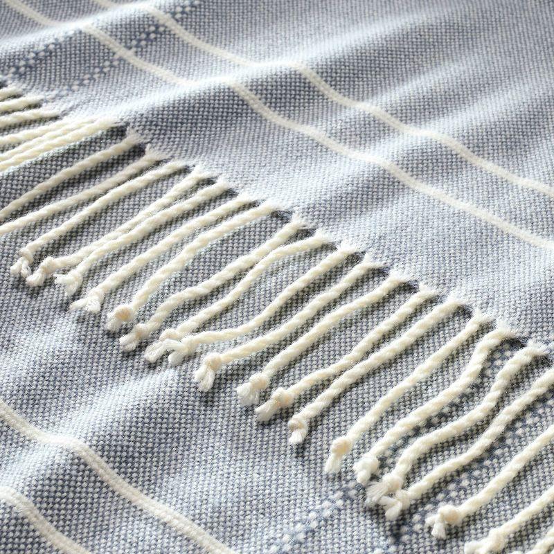 Striped Throw Blanket with Fringe Blue - Hearth & Hand™ with Magnolia