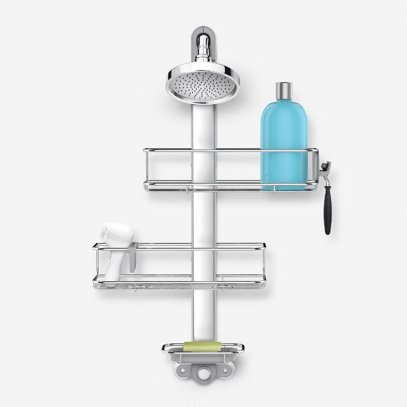 Simplehuman Medium Adjustable Shower Caddy, Stainless Steel/Anodized Aluminum Rust-Proof Frame