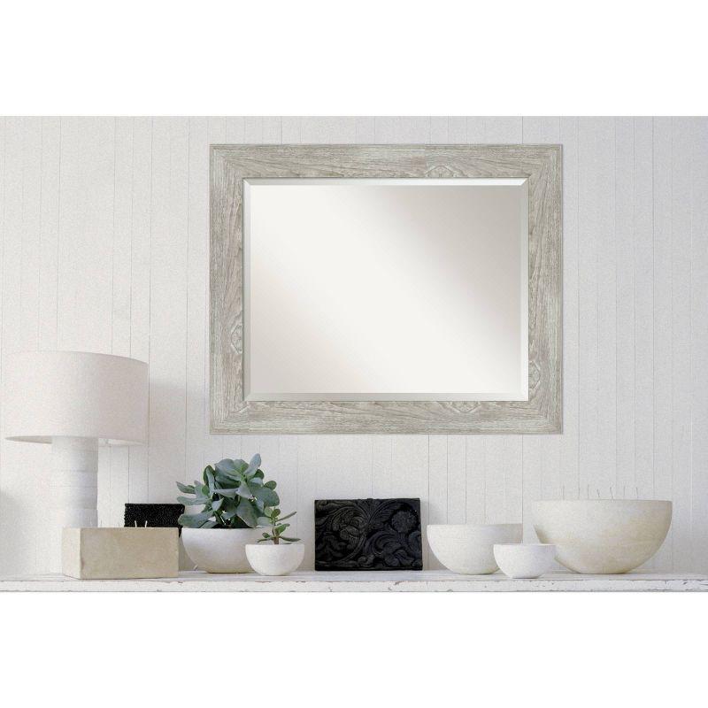 Dove Greywash Rectangular Wood Bathroom Vanity Mirror