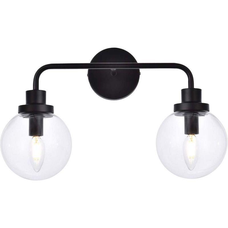 Elegant Lighting Hanson 2 lights bath sconce in black with clear shade