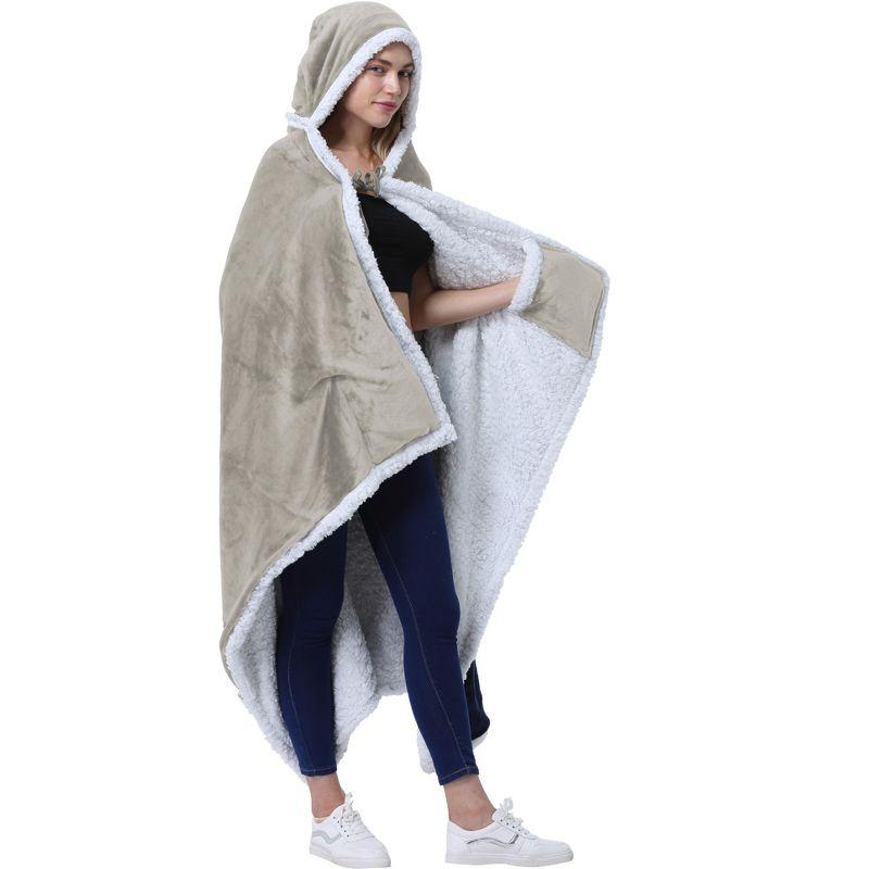 Catalonia Catalonia Sherpa Fleece Throw Cape, Wearable Blanket Wrap with Hand Pockets, Soft Lightweight Cozy