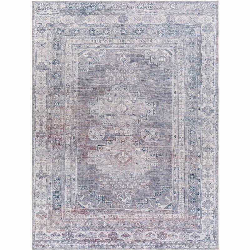 Hauteloom Gray and Cream Washable Chenille Area Rug