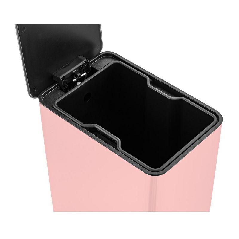 QUALIAZERO 2.6 GAL/10L, SLIM SHAPE, STAINLESS STEEL STEP-ON CAN, WITH SOFT CLOSE LID, ROSE PINK FINISH