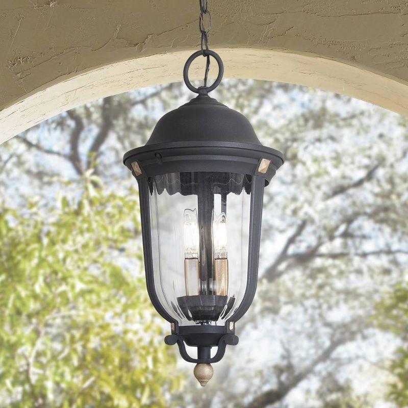 Peale Street 20" Sand Coal and Gold Outdoor Hanging Light