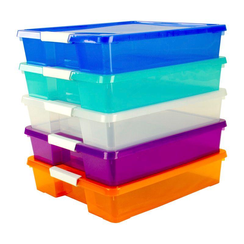 Multicolor Stackable Kids Craft Storage Boxes with Lids, 5-Pack