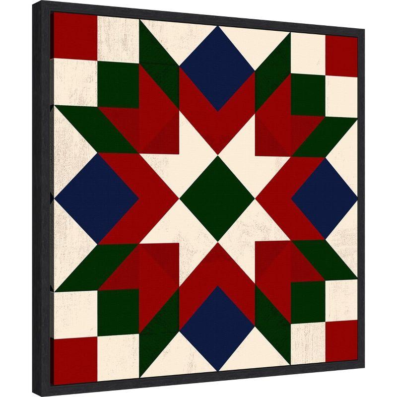 Amanti Art Christmas Barn Quilt IV by Victoria Barnes Framed Canvas Wall Art