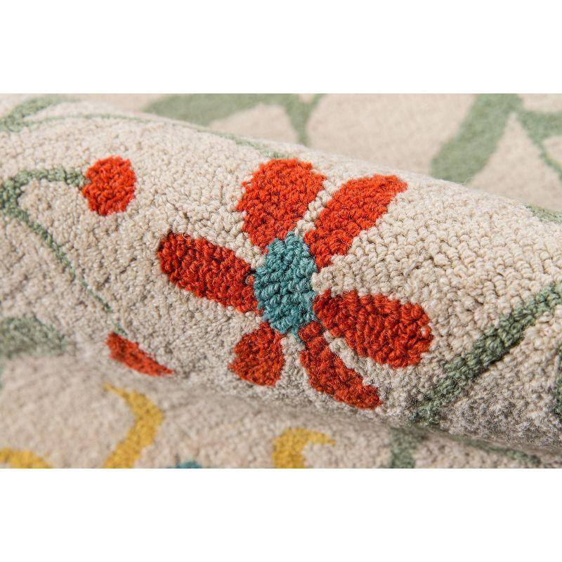 2'x3' Newport Accent Rug Ivory - Momeni: Wool, Floral Bohemian, Low Pile, Handmade, Indoor, Vacuum Rug