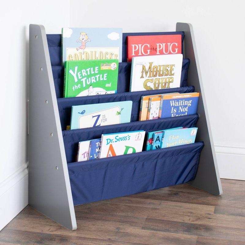 Newport Kids' Bookshelf 4 Tier Book Organizer Navy/Gray - Humble Crew