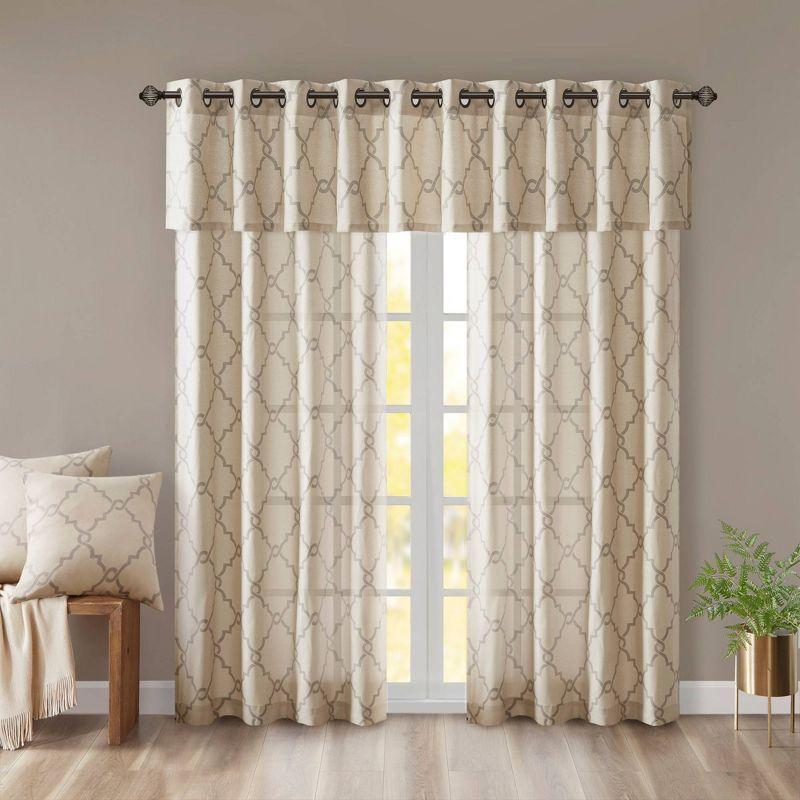 Madison Park Saratoga Fretwork Print Grommet Top Single Window Valance