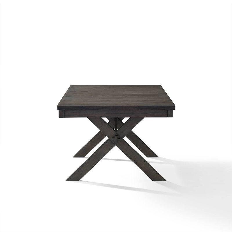 Crosley Hayden Extendable Dining Table Slate: Rustic Farmhouse Style, Seats 8 with Leaf, MDF & Rubberwood